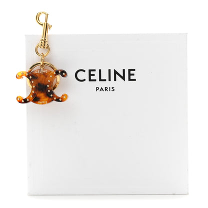 Celine Plexiglass Studded Triomphe Keyring Charm Tortoise 5 of 5