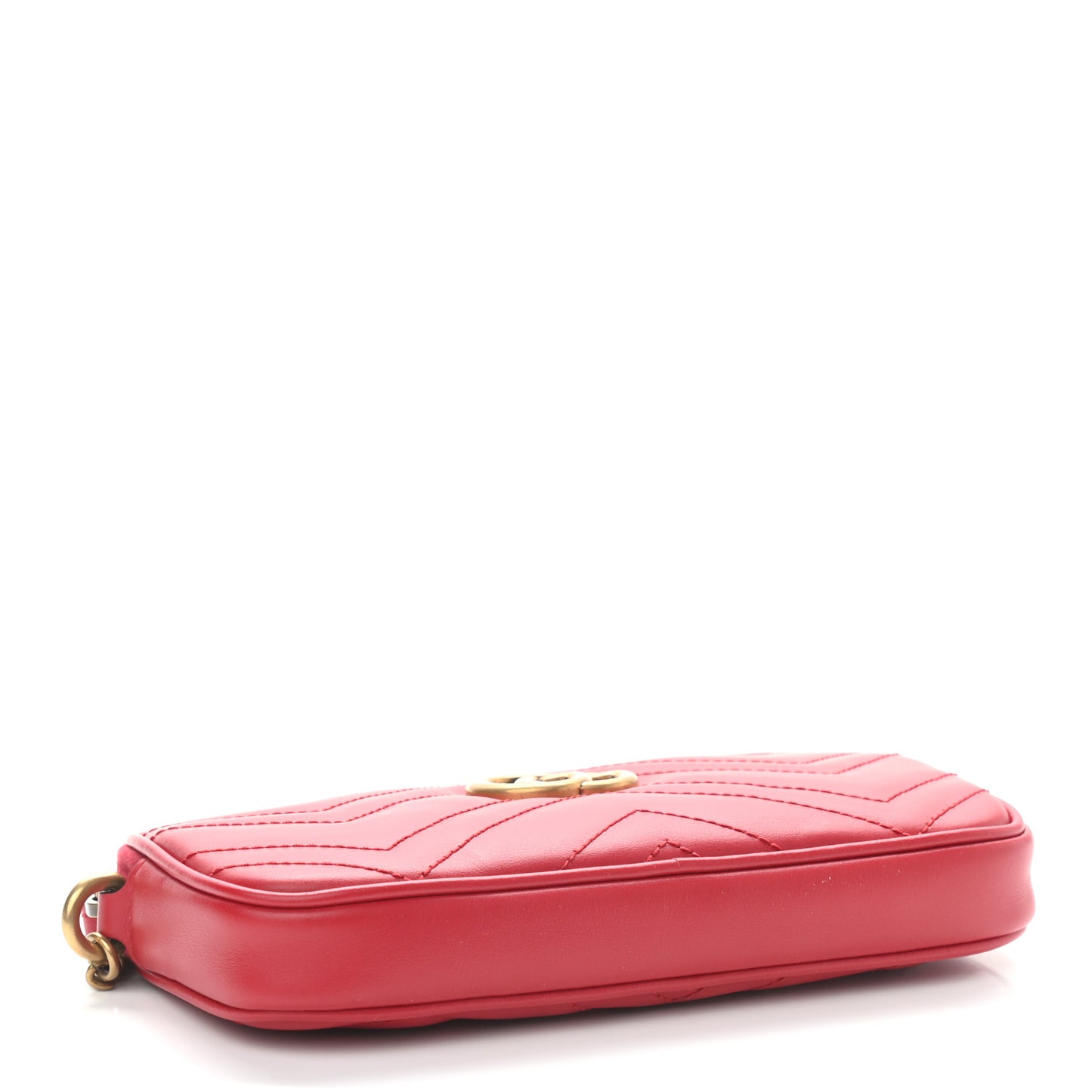 Calfskin Matelasse Mini GG Marmont Chain Crossbody Bag Hibiscus Red