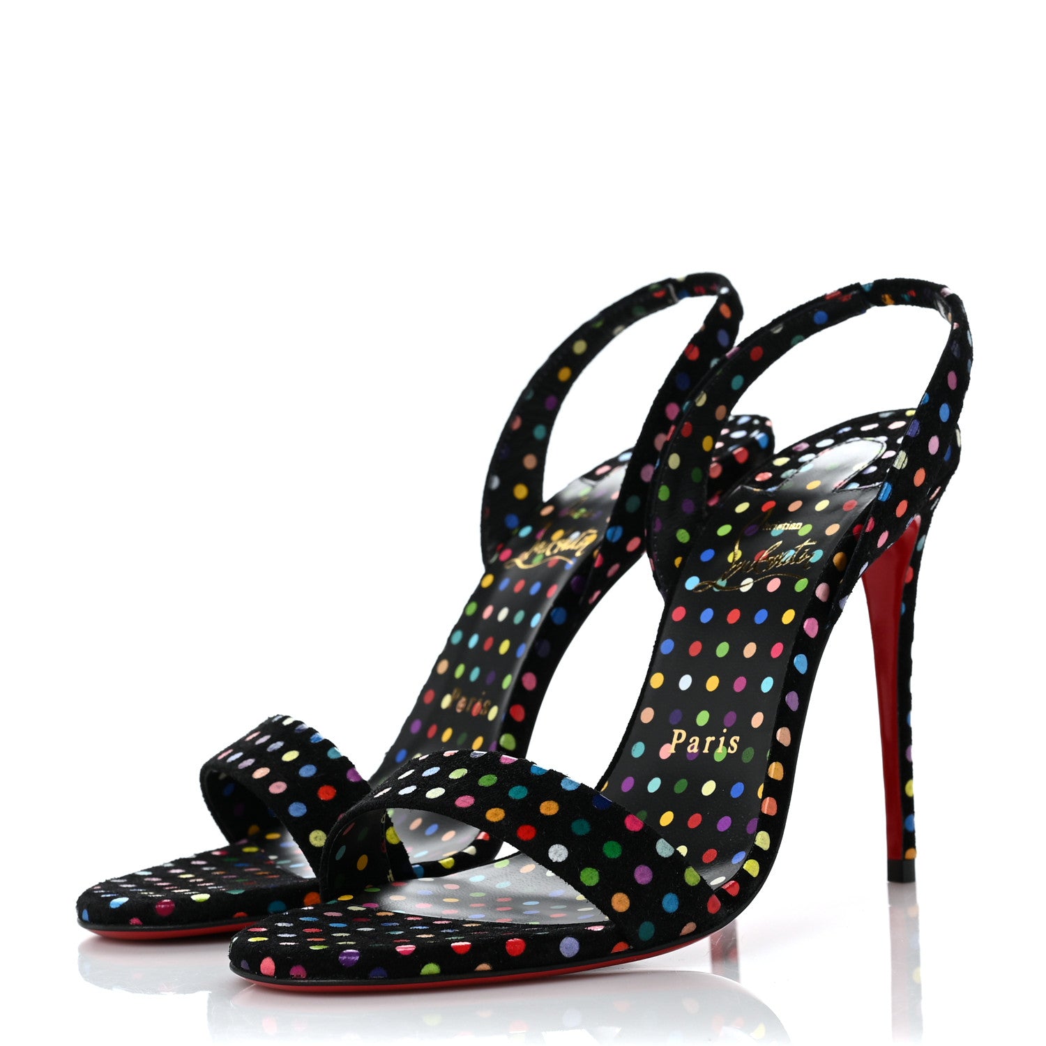 Christian Louboutin Suede O Marylin Sandals Heels 37 Black Multicolor 3 of 7