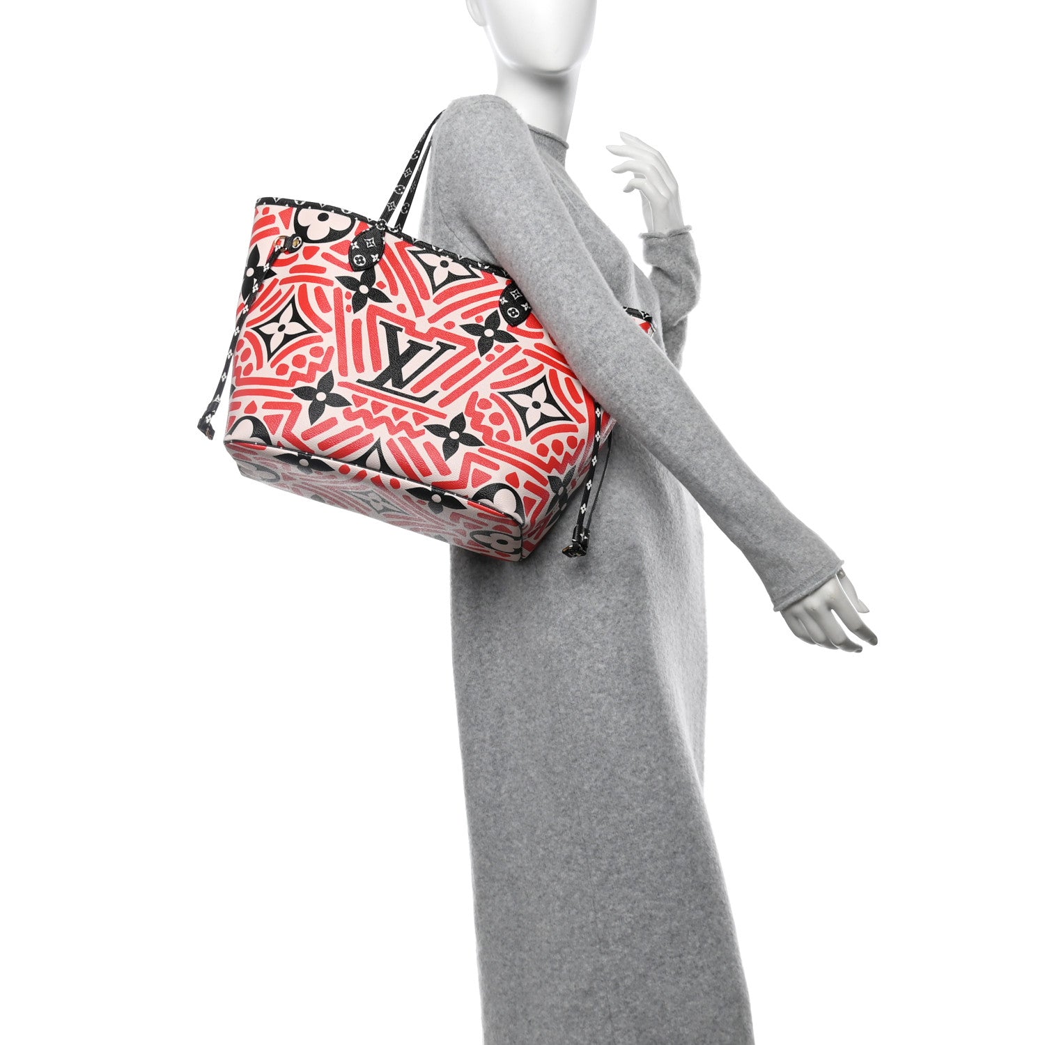 Louis Vuitton Monogram Giant Crafty Neverfull MM Creme Rouge Black 2 of 12