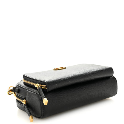 Christian Dior Grained Calfskin Caro Double Pouch Black 4 of 9