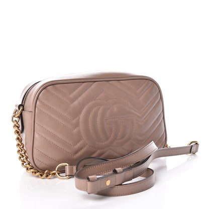 Gucci Calfskin Matelasse Small GG Marmont Chain Shoulder Bag Taupe 3 of 11