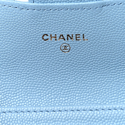 Chanel Caviar Quilted Flap Card Holder Wallet Light Blue 6 of 11