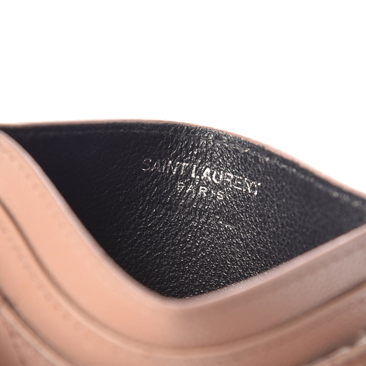 Grain De Poudre Matelasse Chevron Monogram Credit Card Case Dark Beige