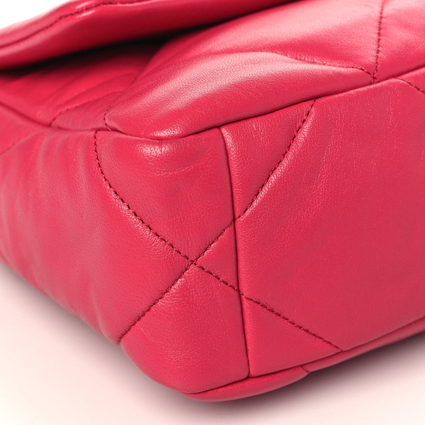 Shiny Goatskin Quilted Medium Chanel 19 Flap Dark Pink