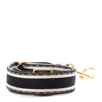 Christian Dior Canvas Embroidered Adjustable Shoulder Strap Black Beige 2 of 6