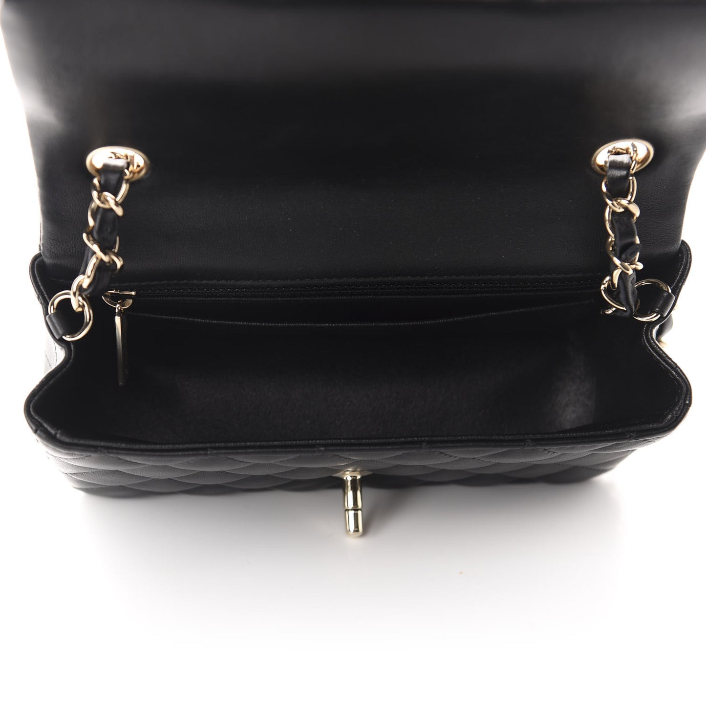 Lambskin Quilted Mini Rectangular Flap Black