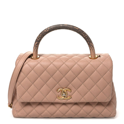 Chanel Caviar Lizard Embossed Quilted Small Coco Handle Flap Beige 1 of 10
