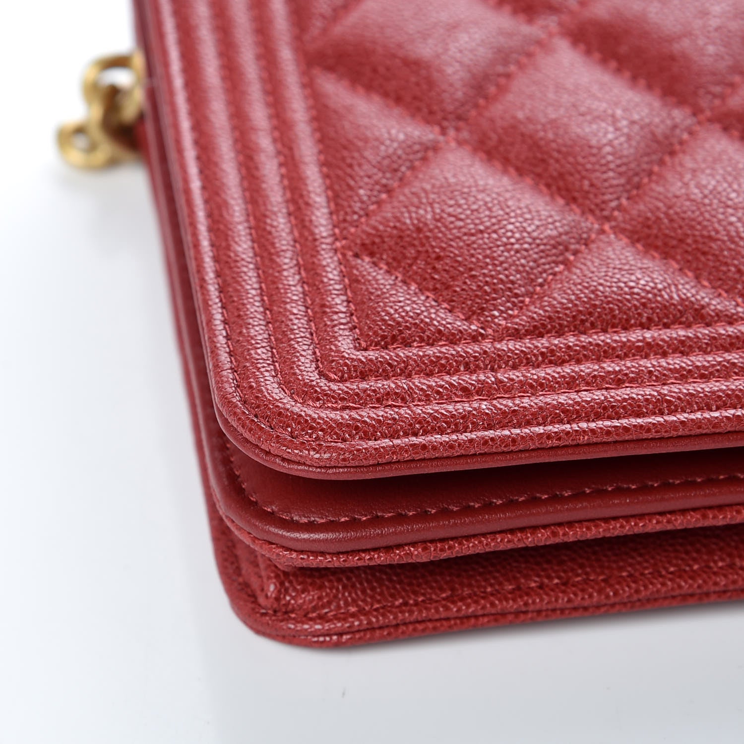 Chanel Caviar Quilted Boy Wallet On Chain WOC Red 5 of 10