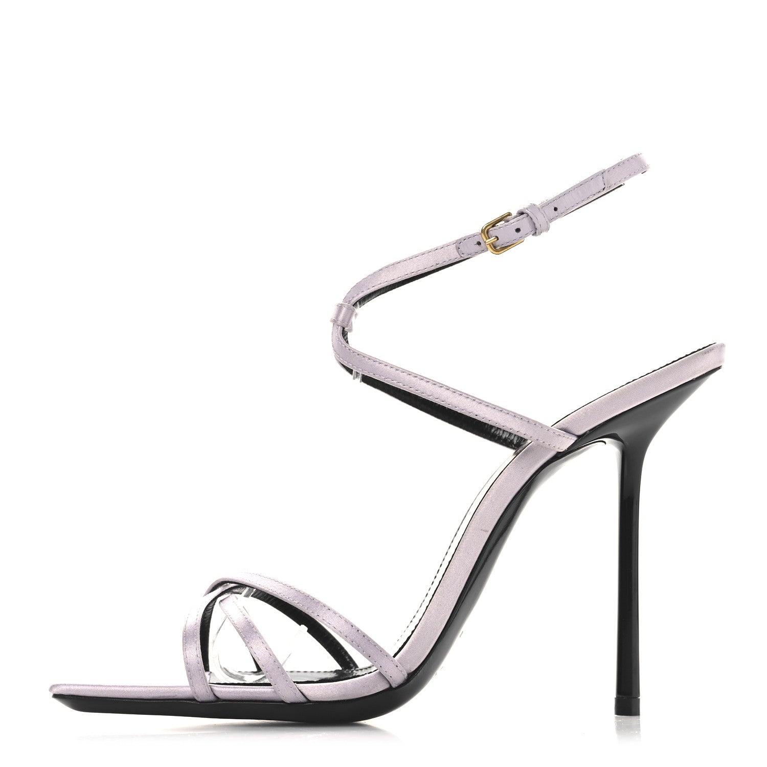 Saint Laurent Crepe Satin Baliqua 105 Ankle Strap Sandals 37.5 Poly Grey 1 of 11