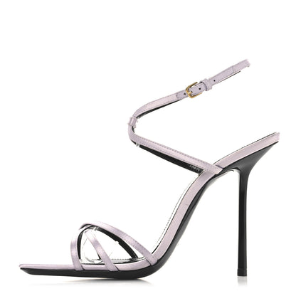 Saint Laurent Crepe Satin Baliqua 105 Ankle Strap Sandals 37.5 Poly Grey 1 of 11