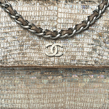 Chanel Iridescent Lizard Wallet With Removable Chain Silver 9 of 13