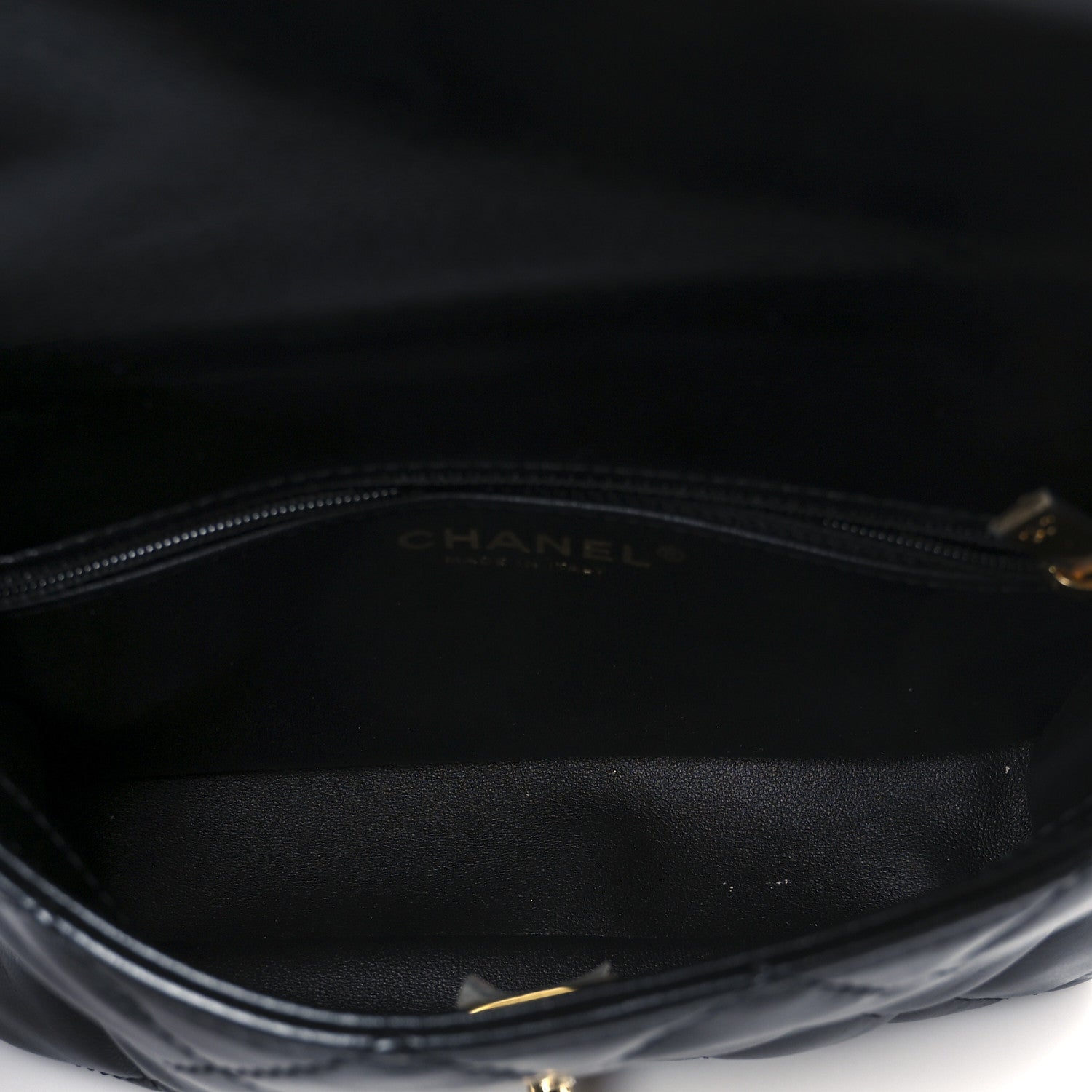 Chanel Shiny Lambskin Quilted Golden Links Top Handle Flap Black 5 of 11