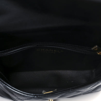 Chanel Shiny Lambskin Quilted Golden Links Top Handle Flap Black 5 of 11