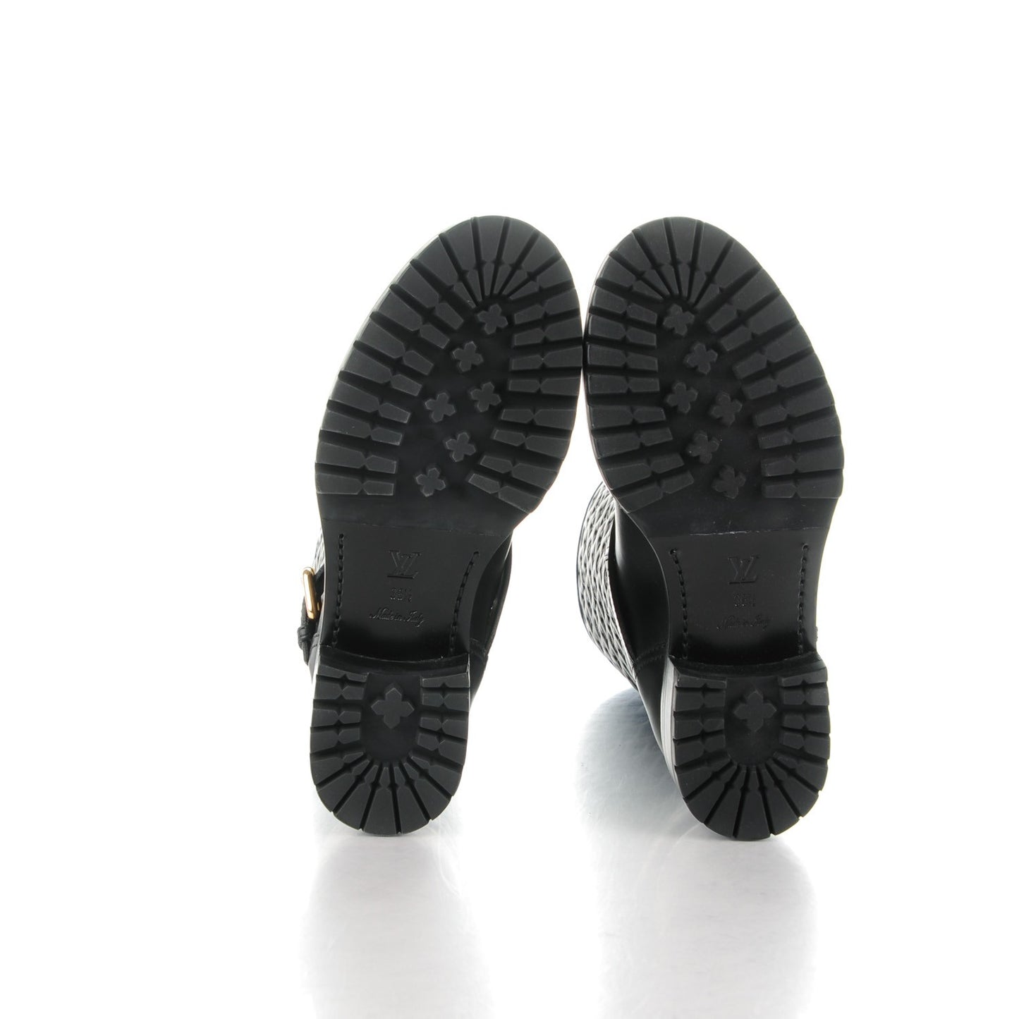 Calfskin Embossed Monogram Rebellion Half Boots 36.5 Black
