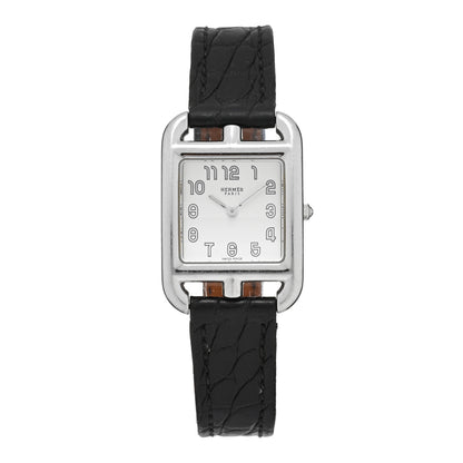 Hermes Stainless Steel Alligator 23mm Cape Cod Quartz Watch Noir 1 of 5