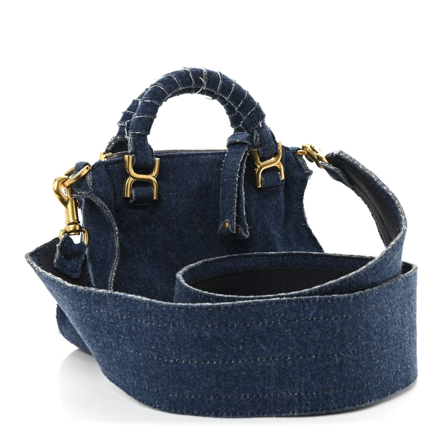 Denim Mini Marcie Saddle Satchel  Blue