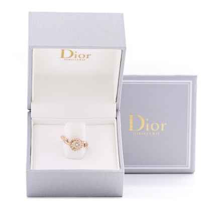 Christian Dior 18K Rose Gold Diamond Small Rose Couture Pave Ring 52 6 5 of 5