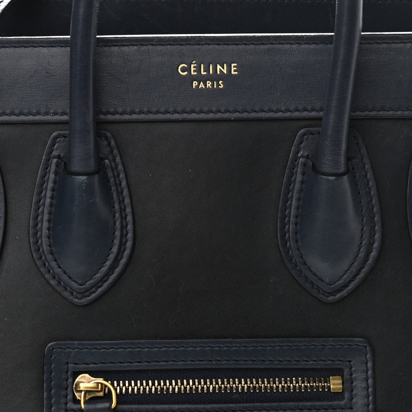 Smooth Drummed Calfskin Nano Tri-Color Luggage Black