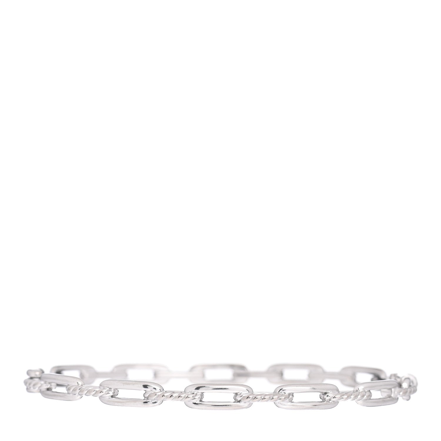 David Yurman 18K White Gold Diamond 4mm Stax Chain Link Bracelet 3 of 5