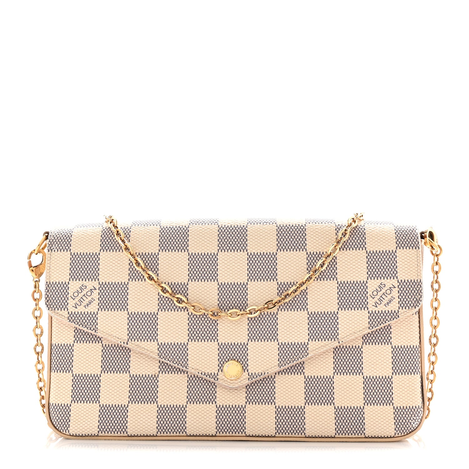 Louis Vuitton Damier Azur Pochette Felicie Chain Wallet Rose Ballerine 1 of 13