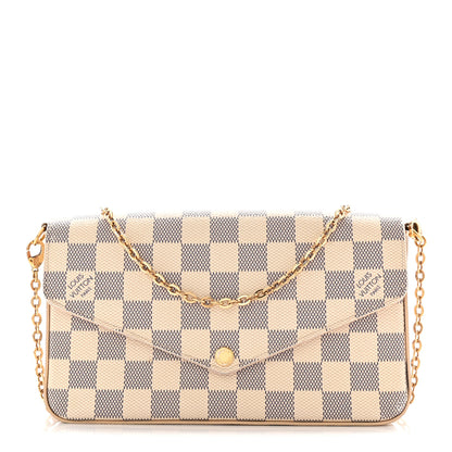 Louis Vuitton Damier Azur Pochette Felicie Chain Wallet Rose Ballerine 1 of 13