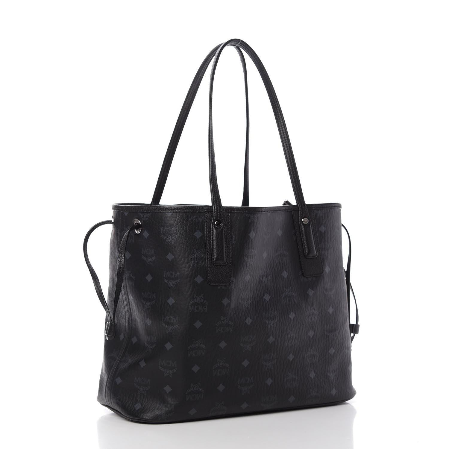 MCM Visetos Medium Liz Reversible Shopper Tote Black 4 of 10