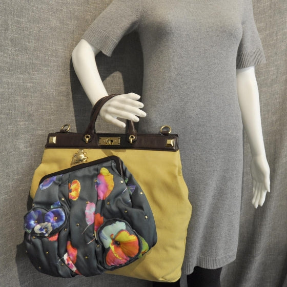 Canvas Satin Serafima Frog Bag on Bag Yellow