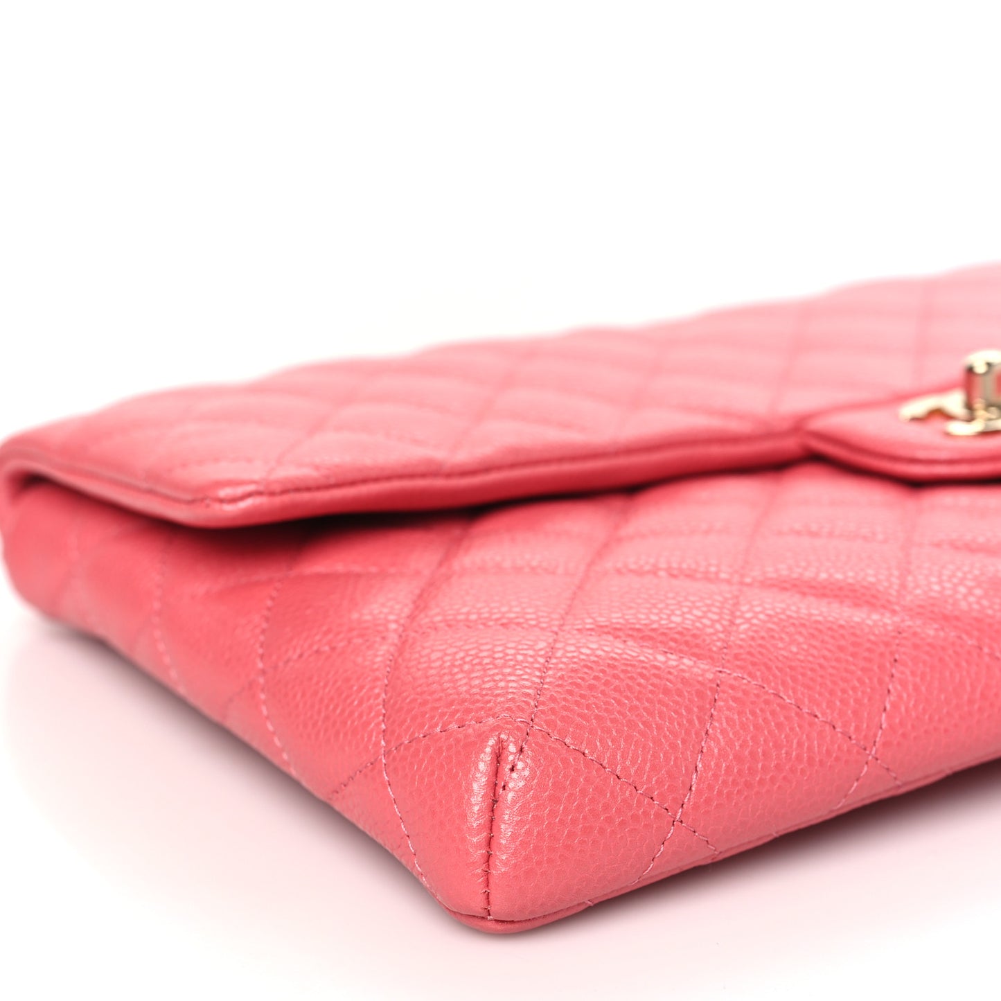 Caviar Quilted Flap Clutch Pink