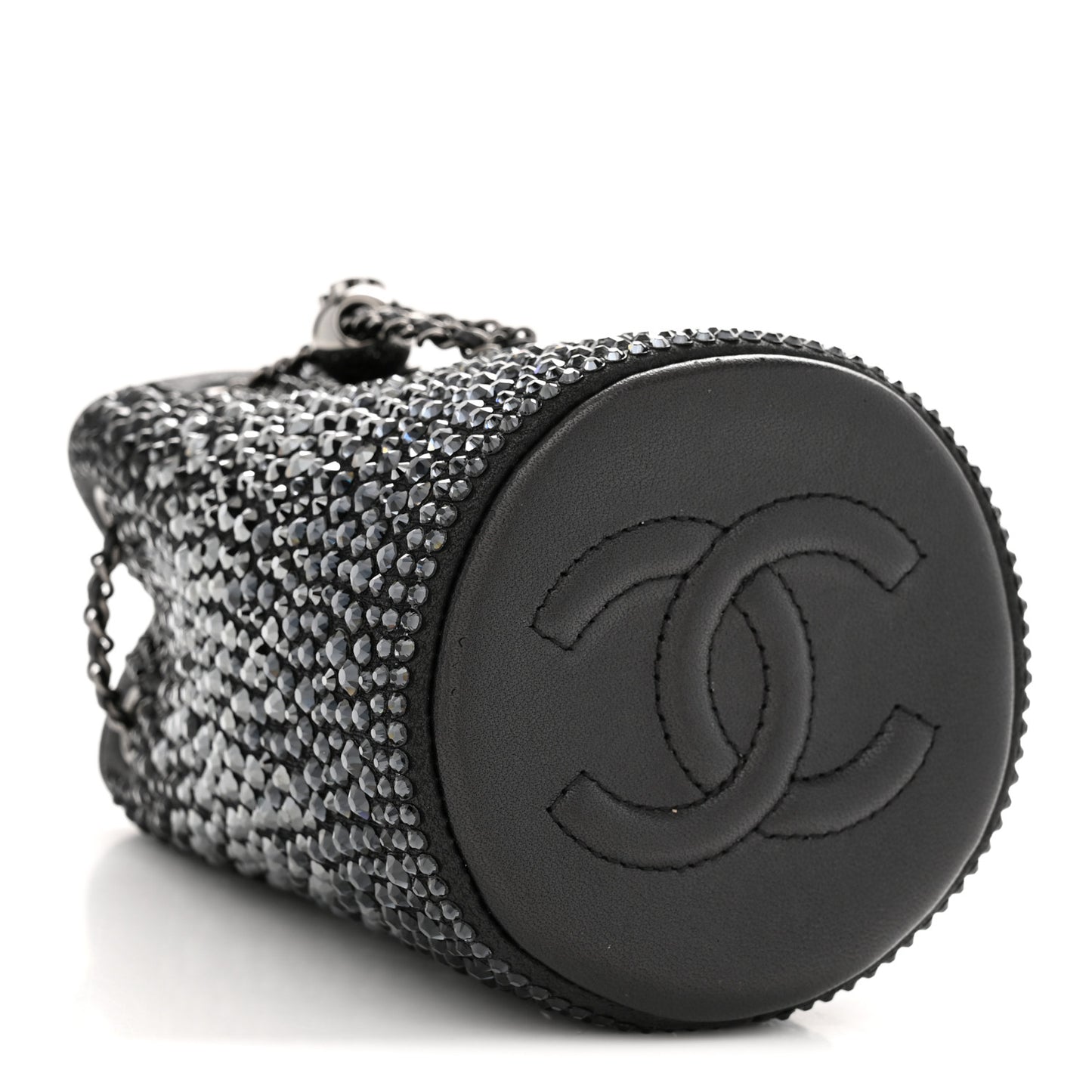 Strass Lambskin Mini Bucket Bag Black