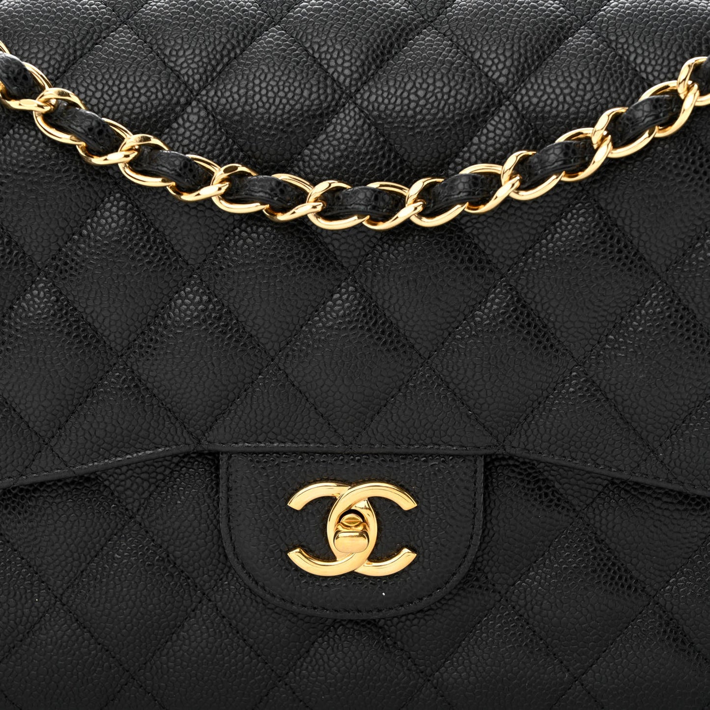 Caviar Quilted Jumbo Double Flap Black