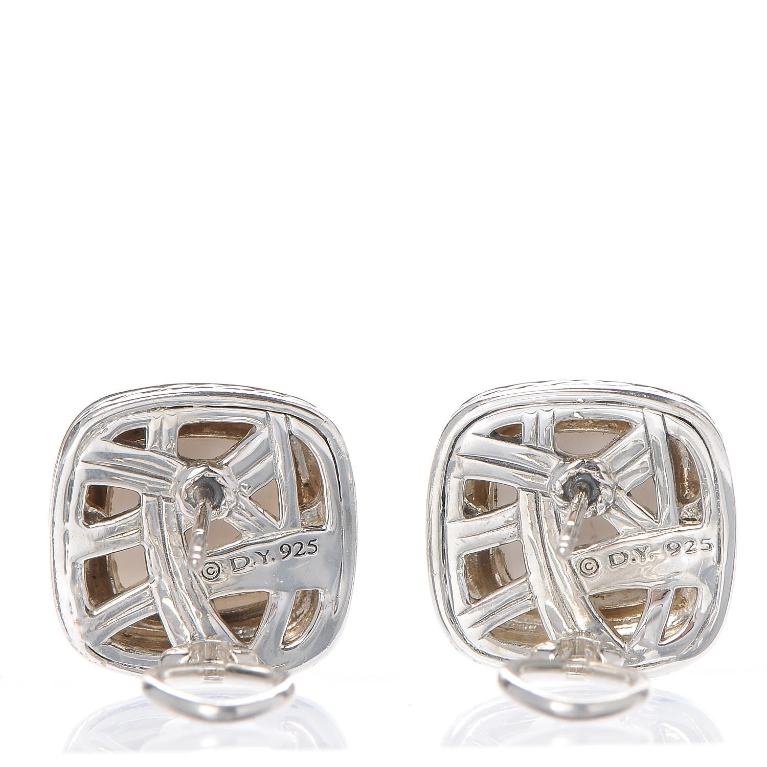 David Yurman Sterling Silver White Agate 11mm Albion Earrings 3 of 4