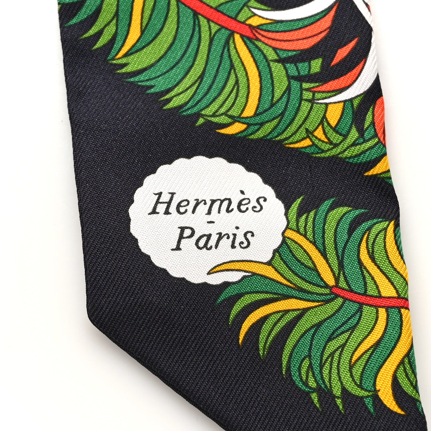 Hermes Silk De l'Ombrelle Aux Duels Twilly Black Bleu Jaune Vif 3 of 4
