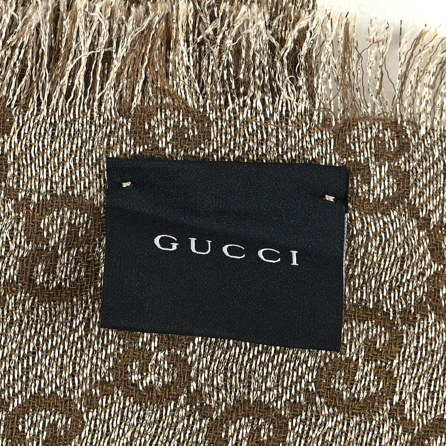 Gucci Wool Silk Jacquard GG Monogram Calilure Stole Beige 4 of 4