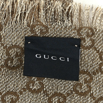 Gucci Wool Silk Jacquard GG Monogram Calilure Stole Beige 4 of 4
