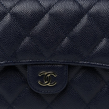 Chanel Caviar Quilted Large Gusset Flap Wallet Navy 11 of 15