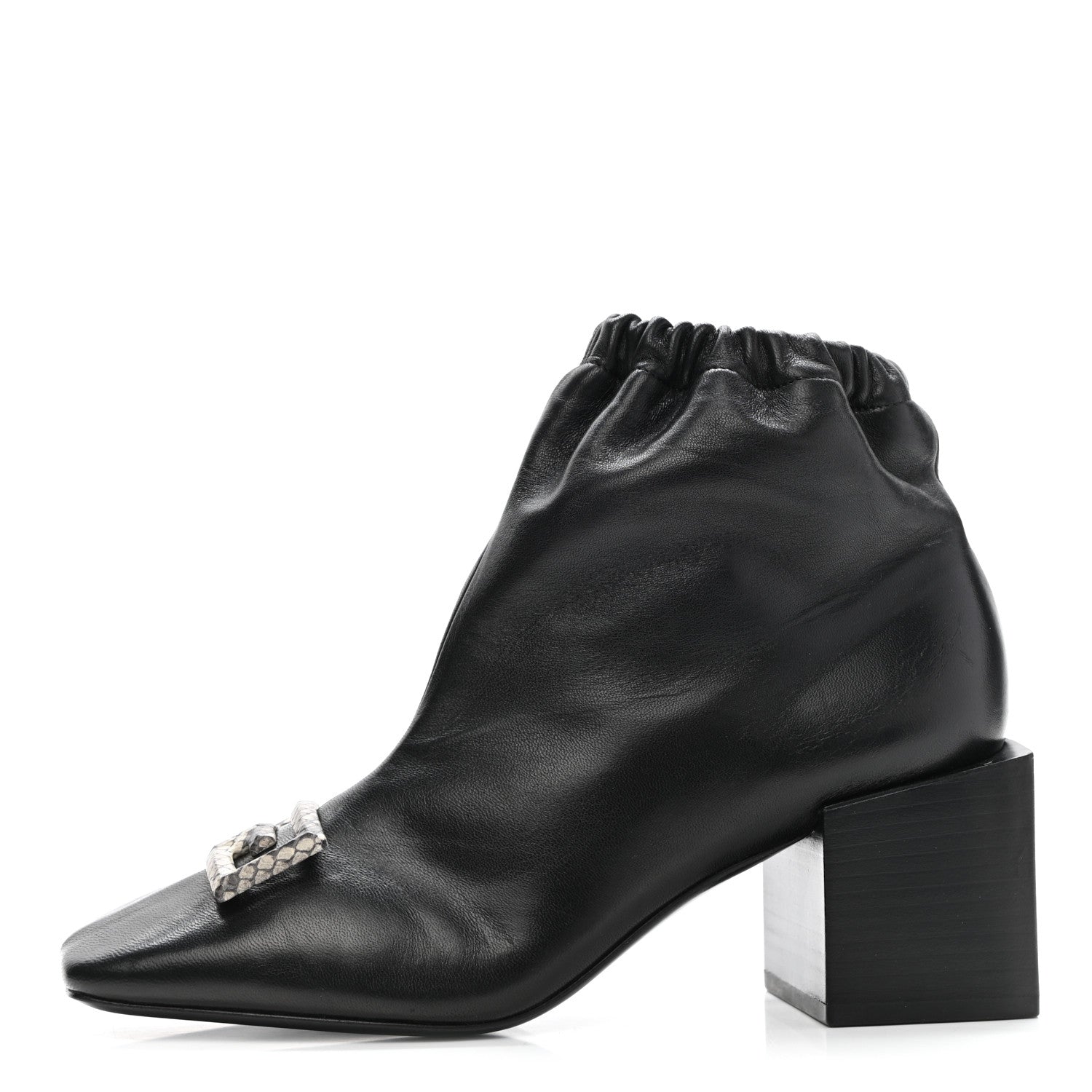 Givenchy Calfskin Snakeskin Embossed ID Scrunch Bootie 37 Black 1 of 9