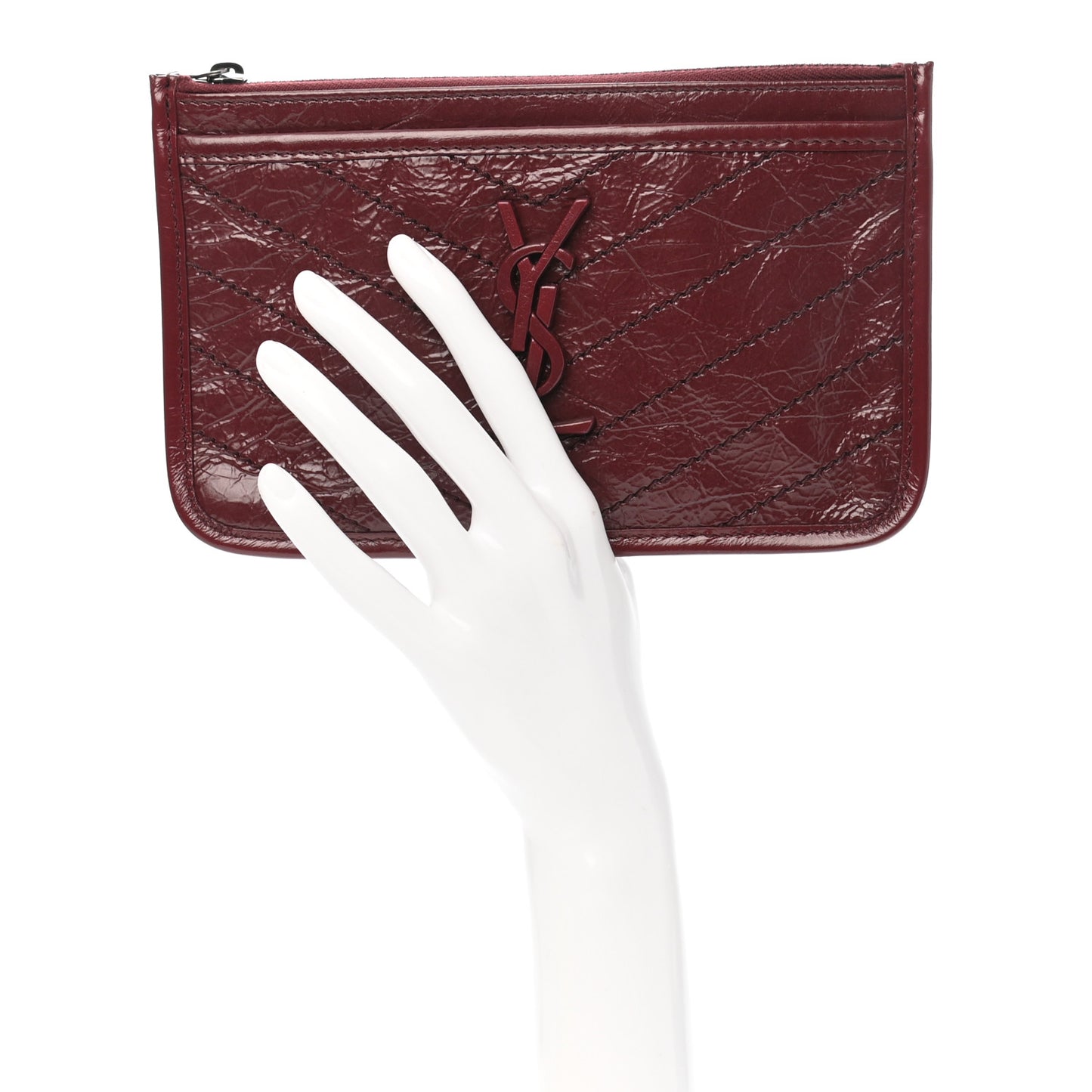Crinkled Calfskin Matelasse Niki Bill Pouch Rouge Legion