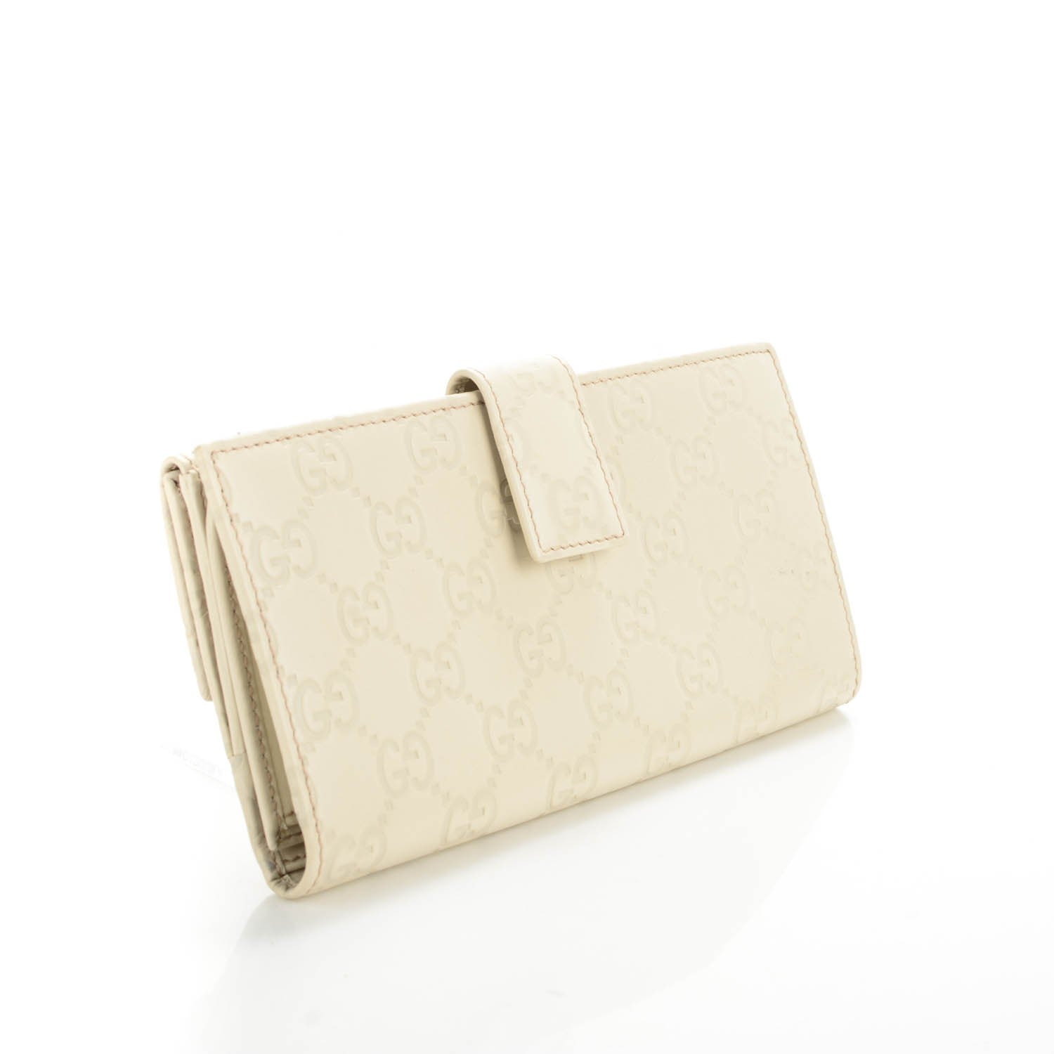 Gucci Guccissima Margaux Calfskin Metal Bar Continental Flap Wallet Mystic White 3 of 8