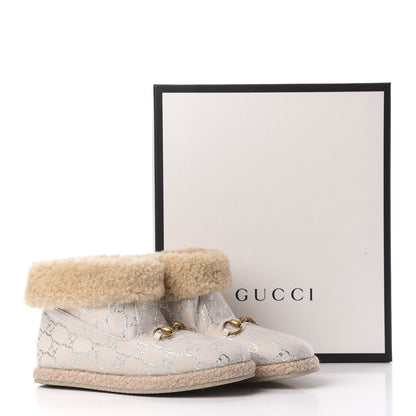 Gucci Canvas Wool Lame GG Monogram Womens Fria Horsebit Ankle Boots 38 Gardenia Silver Butterscotch 8 of 8