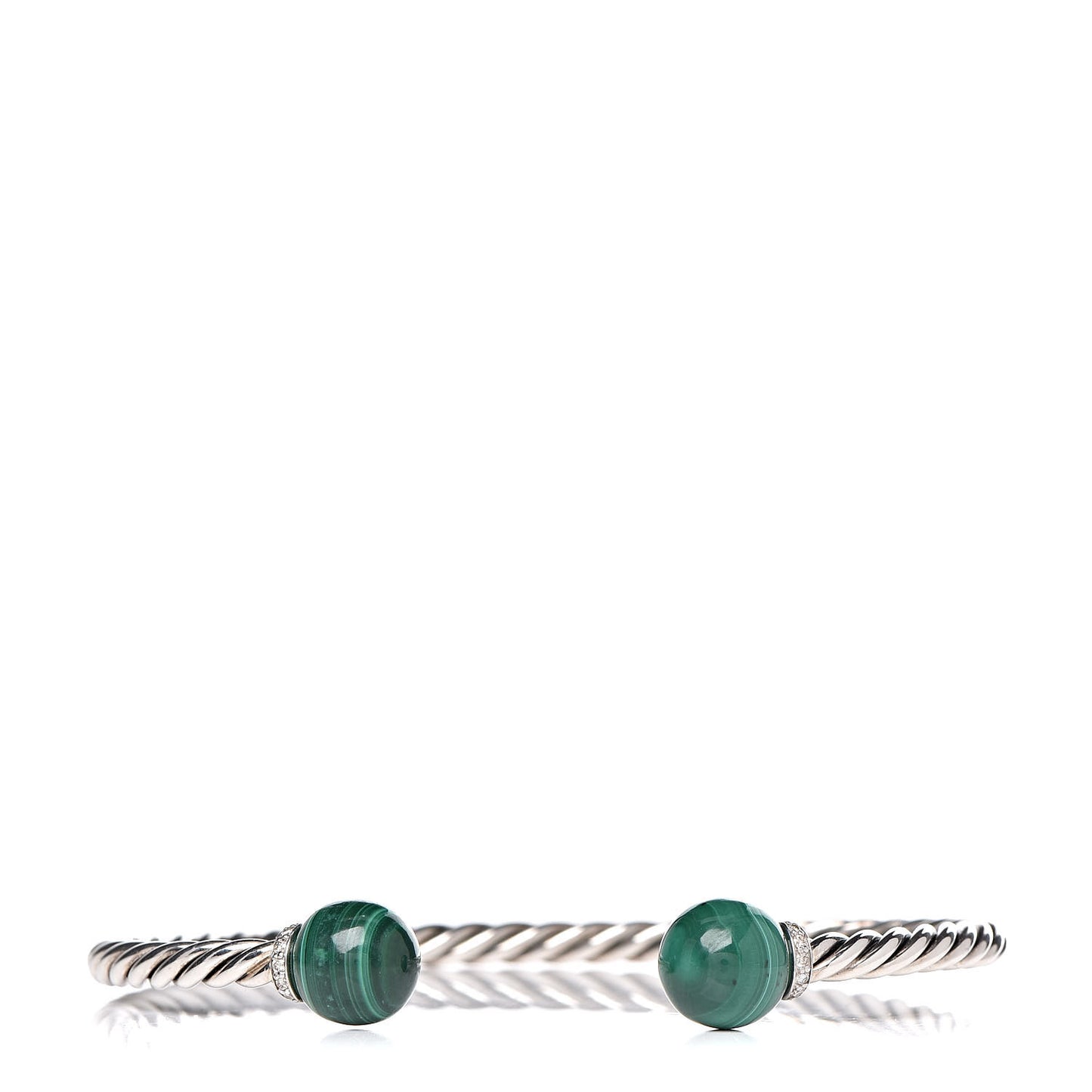 Sterling Silver Diamond Malachite 9mm Solari Bracelet