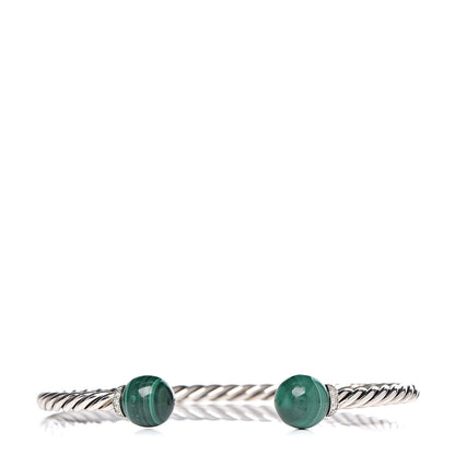 David Yurman Sterling Silver Diamond Malachite 9mm Solari Bracelet 1 of 6