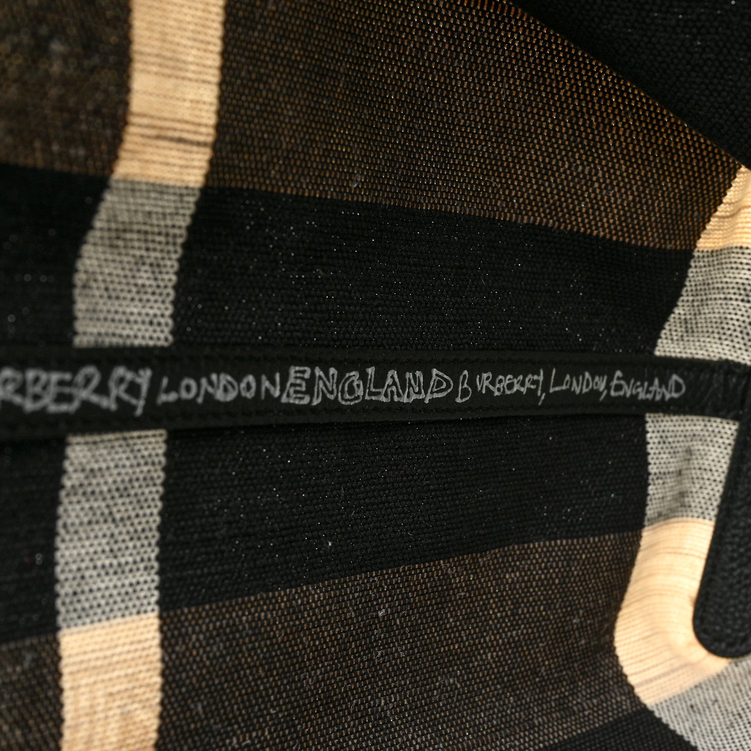 Burberry Coated Canvas Mega Check Medium Doodle Tote Black White 7 of 13