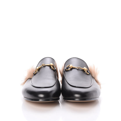 Gucci Calfskin Fur Womens Princetown Slippers 37.5 Black 2 of 7
