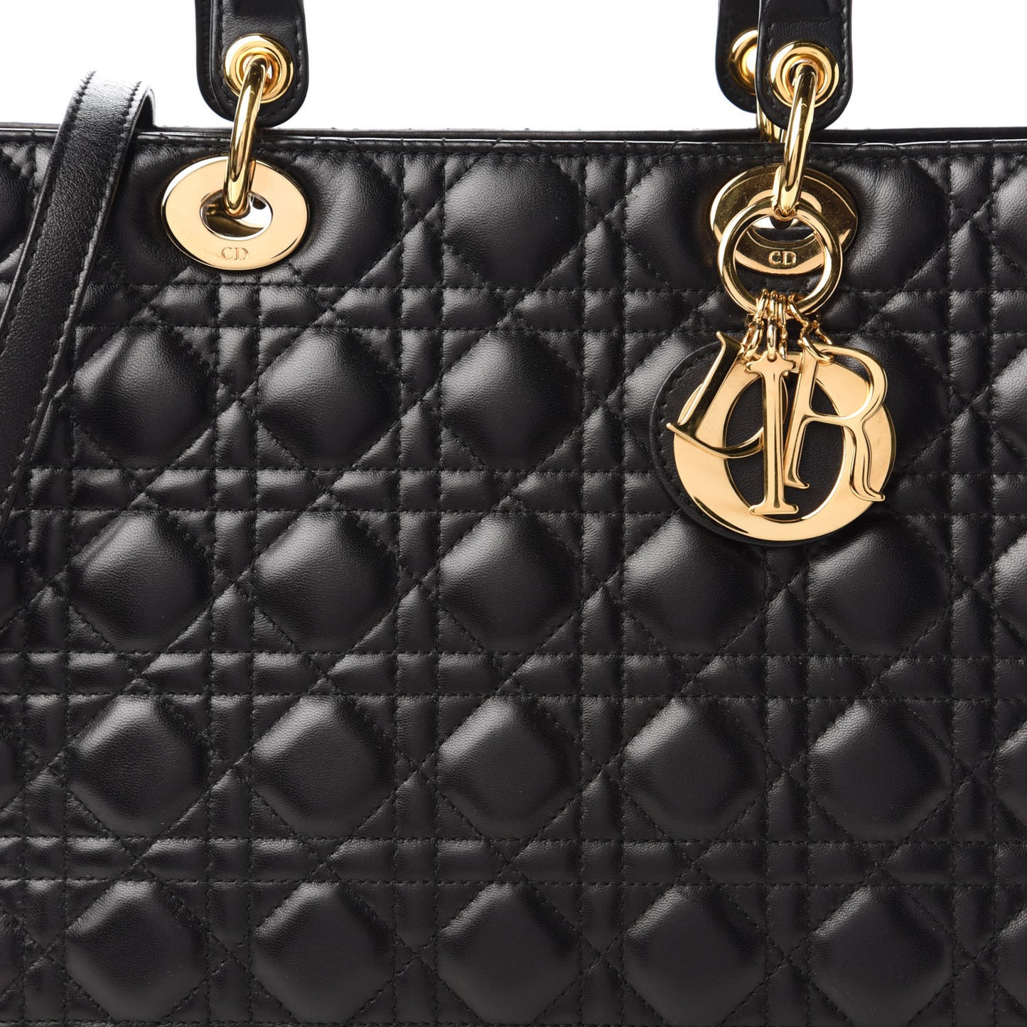 Lambskin Cannage Large Lady Dior Black