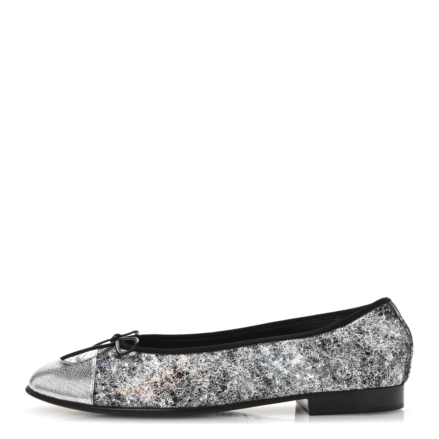 Chanel Metallic Calfskin Hologram Cap Toe Ballerina Flats 38.5 Silver 1 of 10