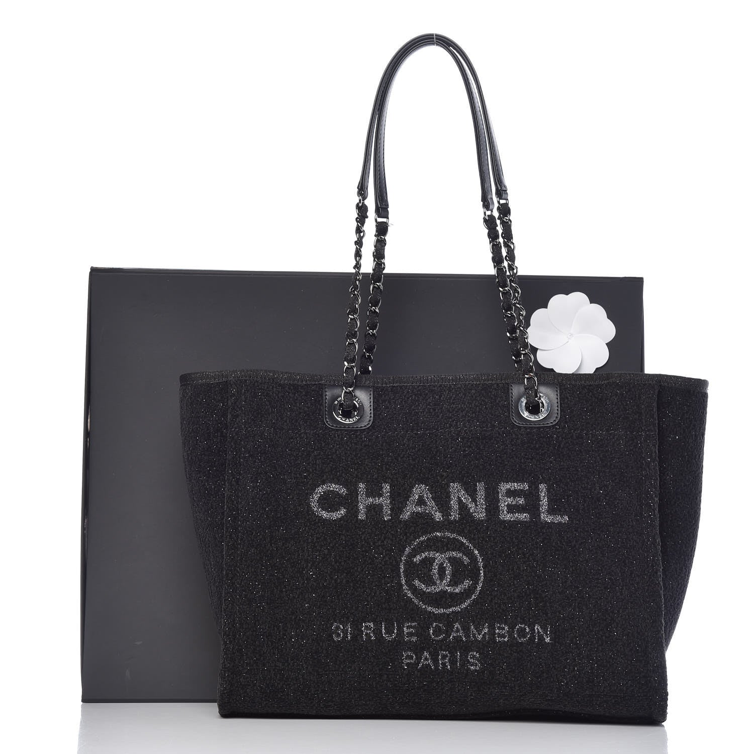 Chanel Lurex Boucle Small Deauville Tote Black 10 of 10