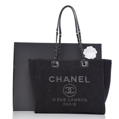 Chanel Lurex Boucle Small Deauville Tote Black 10 of 10