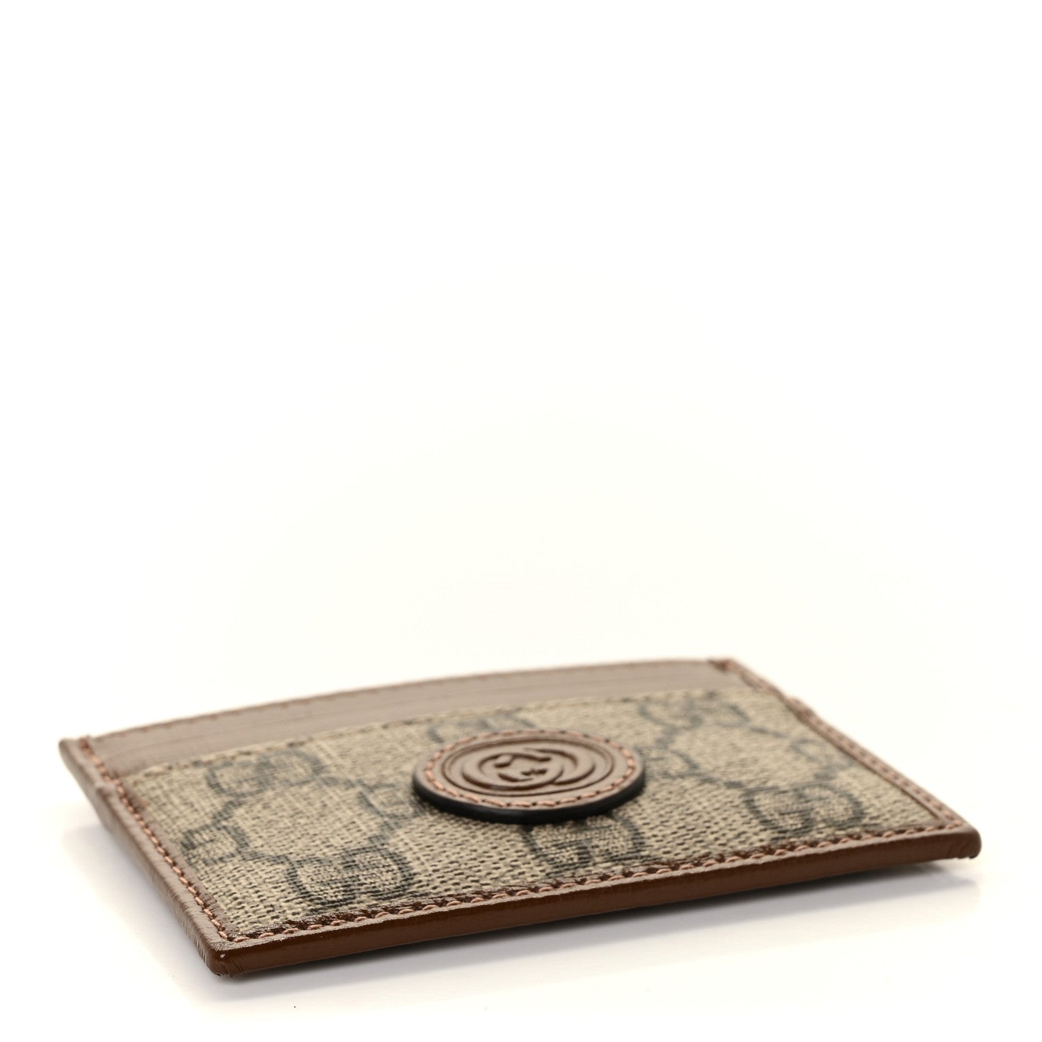 Gucci GG Supreme Monogram Azalea Calfskin Retro Interlocking G Card Holder Beige Ebony Brown Sugar 4 of 9