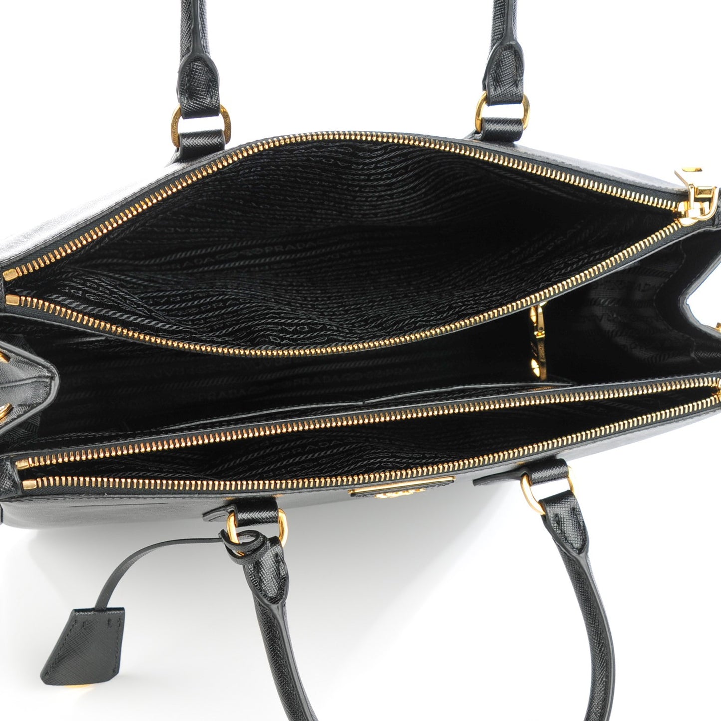 Saffiano Large Galleria Double Zip Tote Black